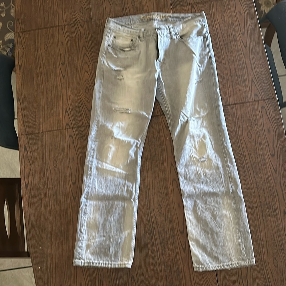 Young Mens American Eagle Original Straight Distressed Jeans
